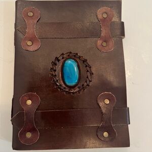 Handmade Genuine Leather Bound Journal Natural Lapis Blue Stone Craft Paper 6x8”
